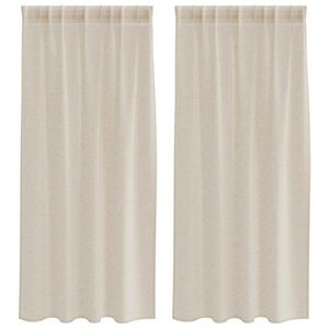 vidaXL Cortina de Voile 2 unid. Areia 175 x 140 cm Poli&eacute;ster