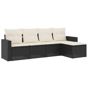 vidaXL 5 pcs conjunto sof&aacute;s de jardim com almofad&otilde;es vime PE preto