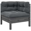 vidaXL 3 pcs conj. lounge de jardim c/ almofad&otilde;es pinho maci&ccedil;o cinza