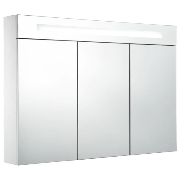vidaXL Arm&aacute;rio espelhado para casa de banho com LED 88x13x62 cm