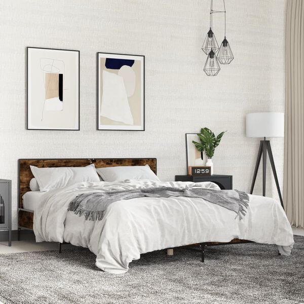 vidaXL Estrutura de cama 160x200 cm derivados madeira/metal