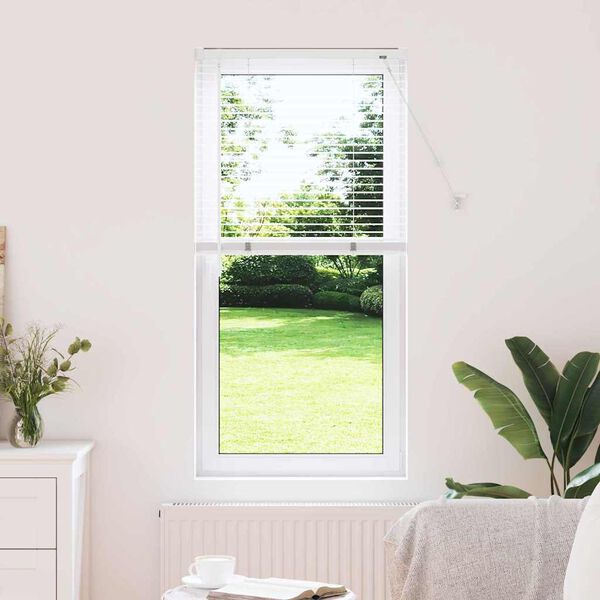 vidaXL Persiana de Janela com cortinas Manual Branco Alum&iacute;nio
