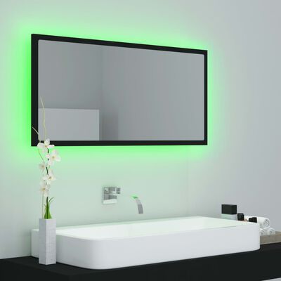vidaXL Espelho de casa de banho com LED 90x8,5x37 cm acrílico preto