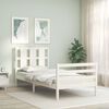 vidaXL Estrutura de cama com cabeceira 100x200cm madeira maci&ccedil;a branco