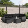 vidaXL 7 pcs conjunto de sof&aacute;s p/ jardim c/ almofad&otilde;es vime PE preto