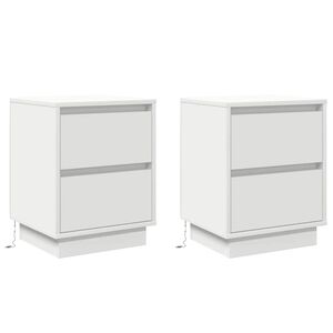 vidaXL Arm&aacute;rio de Cabeceira com gaveta 2 pcs Branco 39 x 34,5 x 50 cm