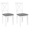 vidaXL Cadeiras de jantar com almofadões 2 pcs madeira maciça branco