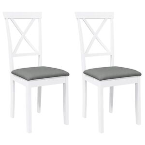 vidaXL Cadeiras de jantar com almofadões 2 pcs madeira maciça branco