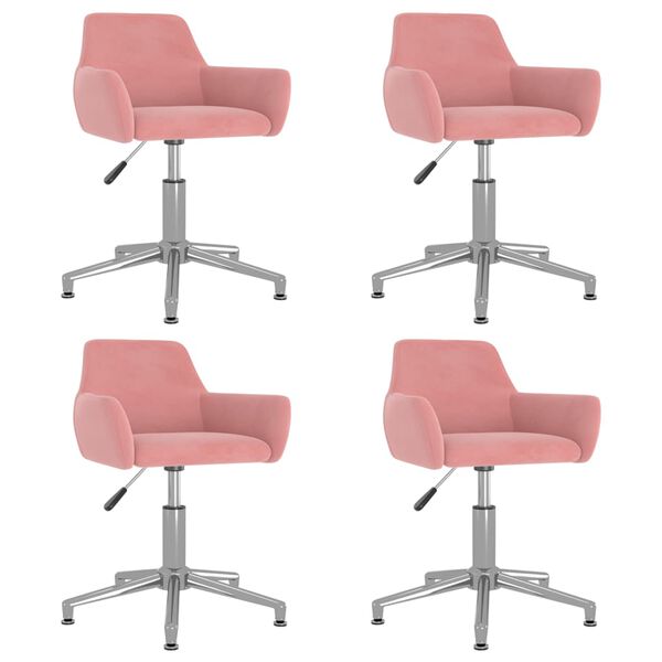 vidaXL Cadeiras de jantar girat&oacute;rias 4 pcs veludo rosa