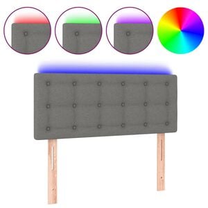 vidaXL Cabeceira de cama c/ luzes LED tecido 80x5x78/88cm cinza-escuro