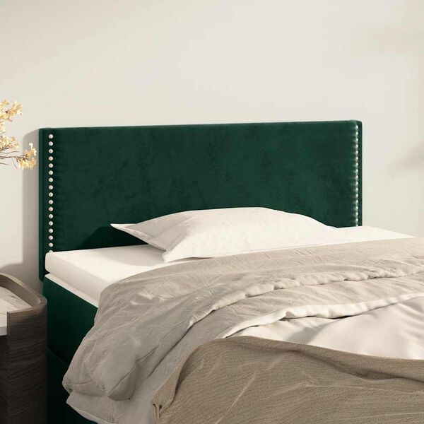 vidaXL Cabeceira de cama veludo 100x5x78/88 cm verde-escuro
