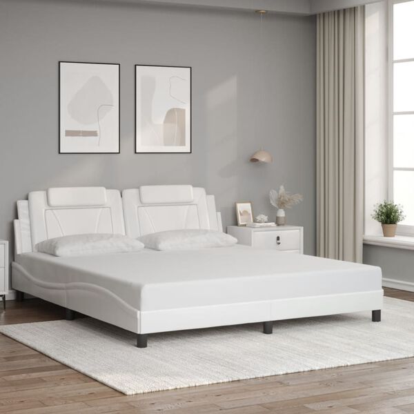 vidaXL Estrutura de cama Viana com LED sem colch&atilde;o 180x200 cm branco