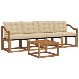 vidaXL Conjunto de Sof&aacute;s para Exterior 5 unid. Natural e Bege