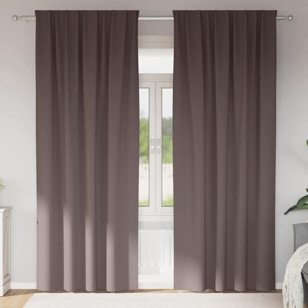 vidaXL Cortinas Blackout com Argolas 2 pcs Marrom Escuro 260 x 140 cm