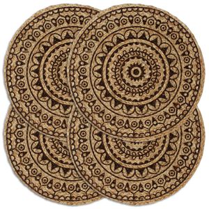 vidaXL Individuais de mesa 4 pcs juta 38 cm redondo castanho-escuro