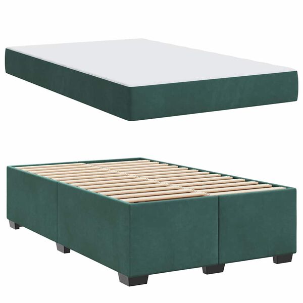 vidaXL Estrutura da Cama com colch&atilde;o Verde Escuro 120 x 190 cm tecido