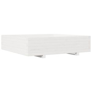 vidaXL Vaso/floreira de jardim 100x100x26,5 cm pinho maci&ccedil;o branco