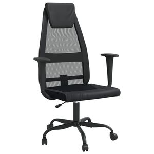 vidaXL Cadeira escrit&oacute;rio tecido malha/couro art. regul&aacute;vel preto