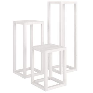 vidaXL 3 pcs conjunto de suporte plantas pinho maci&ccedil;o branco