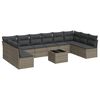 vidaXL 11 pcs conjunto sof&aacute;s de jardim c/ almofad&otilde;es vime PE cinzento