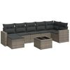 vidaXL 8 pcs conjunto sof&aacute;s de jardim c/ almofad&otilde;es vime PE cinzento
