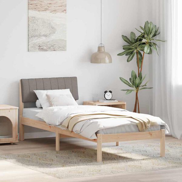 vidaXL Estrutura da cama com cabeceira Marrom e taupe 80 x 200 cm