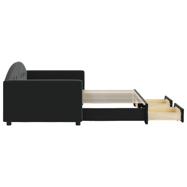 vidaXL Sofá-cama com gavetão e gavetas 90x200 cm veludo preto