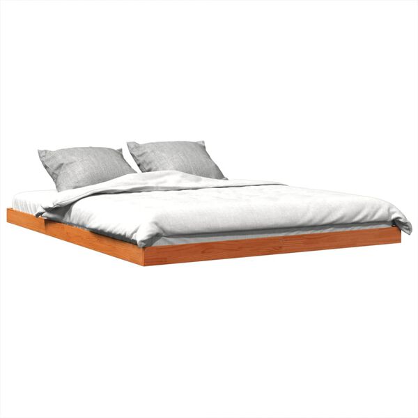 vidaXL Estrutura de cama 160x200 cm madeira pinho maci&ccedil;a castanho cera