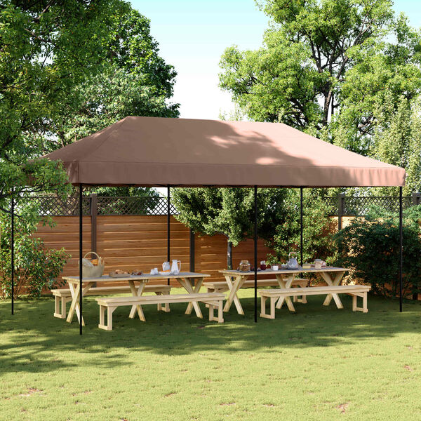 vidaXL Tenda de Festa Castanho 292 x 580 x 315 cm Tecido Oxford