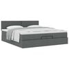 vidaXL Estrutura de cama otomana com colch&atilde;o 200x200cm cinzento-escuro