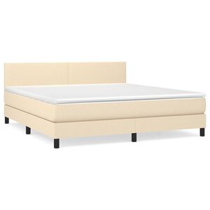 vidaXL Cama com molas/colch&atilde;o 160x200 cm tecido cor creme