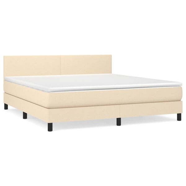 vidaXL Cama com molas/colch&atilde;o 160x200 cm tecido cor creme