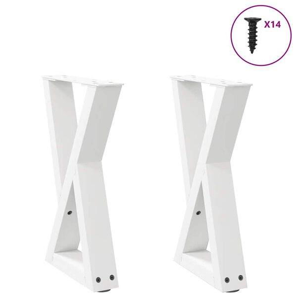 vidaXL P&eacute;s para mesa de centro 2 pe&ccedil;as, branco, 38x(42-43,3) cm, a&ccedil;o