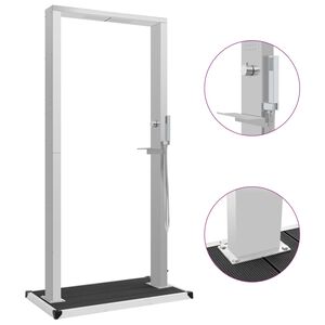 vidaXL Chuveiro para exterior com base WPC a&ccedil;o inoxid&aacute;vel