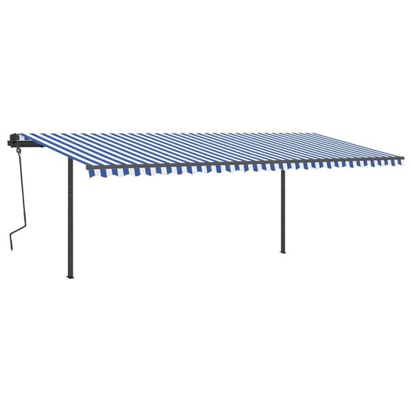 vidaXL Toldo autom&aacute;tico c/ LED e sensor de vento 6x3 m azul e branco