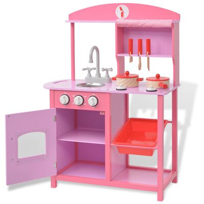 vidaXL Cozinha de brincar, madeira, 60x27x83cm, rosa