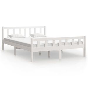 vidaXL Estrutura de cama king 150x200 cm madeira maci&ccedil;a branco