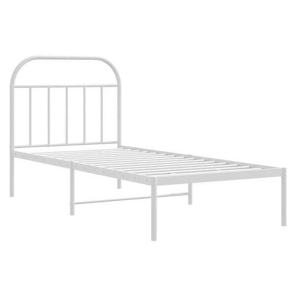 vidaXL Estrutura de cama com cabeceira 90x200 cm metal branco