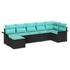 vidaXL Conjunto de Sof&aacute; de Jardim 7 pcs Preto vime PE