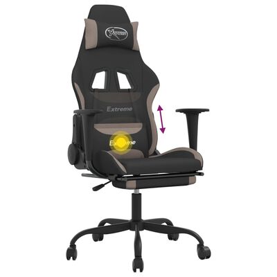 vidaxL Cadeira de gaming com apoio de pés tecido preto e Taupe