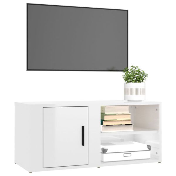 vidaXL Móvel de TV 80x31,5x36 cm derivados de madeira branco brilhante