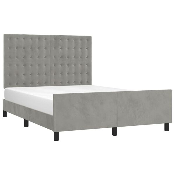 vidaXL Estrutura de cama sem colch&atilde;o 140x190 cm veludo cinzento-claro