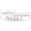 vidaXL Estrutura de cama casal 135x190 cm madeira maci&ccedil;a branco