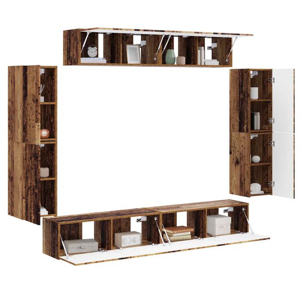 vidaXL Gabinete para TV 8 pcs Madeira antiga