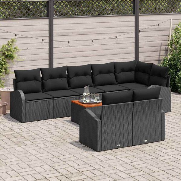 vidaXL Conjunto de Sof&aacute; de Jardim 9 pcs Preto vime PE