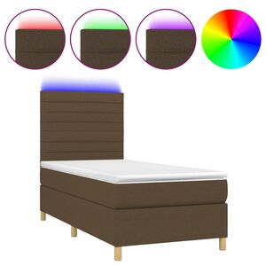 vidaXL Cama box spring c/ colch&atilde;o/LED 80x200cm tecido castanho-escuro