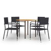 vidaXL 5 pcs conjunto de jantar para jardim vime PE preto