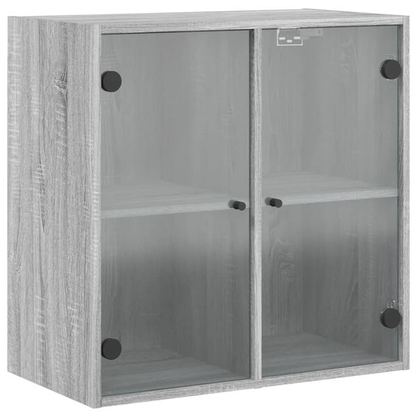 vidaXL Arm&aacute;rio de parede c/ portas de vidro 68x37x68,5 cm cinza sonoma