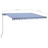 vidaXL Toldo autom. c/ LED e sensor de vento 450x300 cm azul/branco