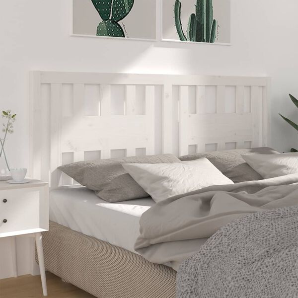 vidaXL Cabeceira de cama 141x4x100 cm pinho maci&ccedil;o branco